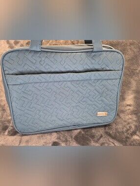 Nishel 4 Sections Travel Bag Cosmetic Organizer with Hook Blue Green Gold Tone